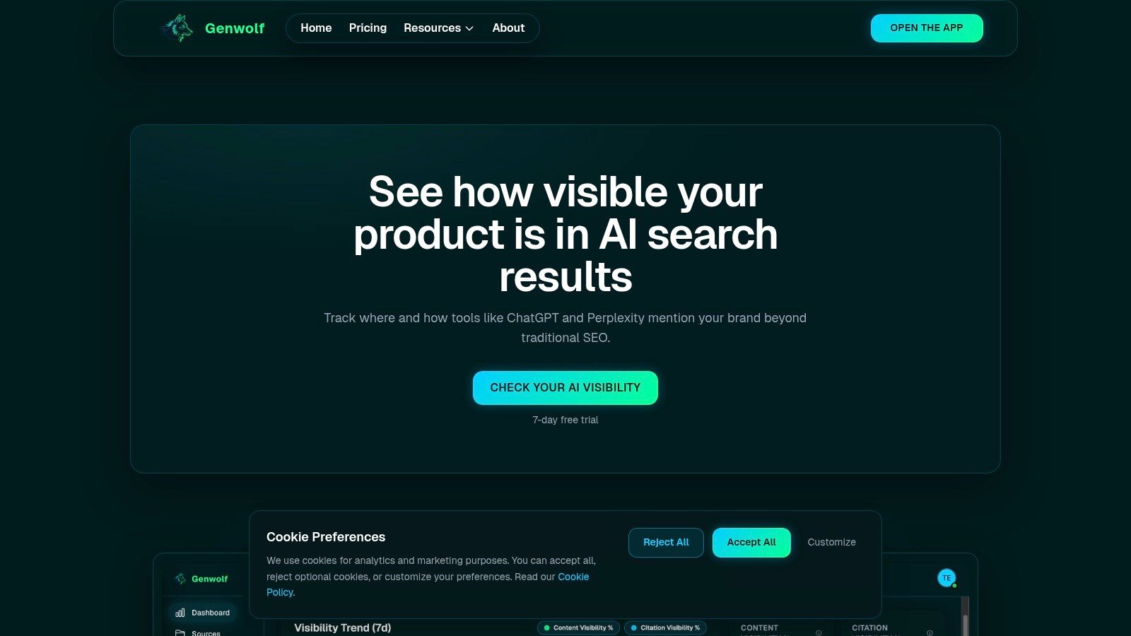 Genwolf, AI Search Visibility Tracking (open-source core)